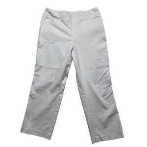 Croft & Barrow Effortless Stretch Pant  10 Short White Straight Leg Pull On #897